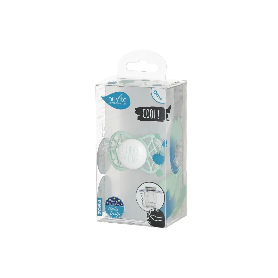 Пустышка Nuvita 7064 Air55 Cool ортодонтическая 0m+I LOVE MUM мятная NV7064SG - фото 3
