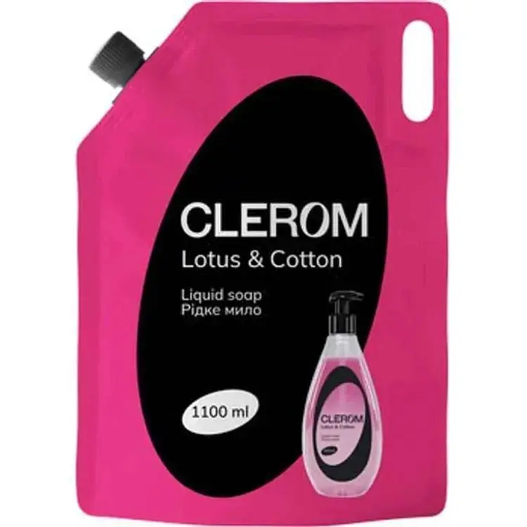 Мило рідке CLEROM 1,1л пляшка Lotus and Cotton дой-пак