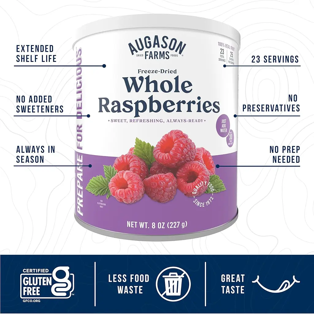 Сублімована малина з великим терміном придатності 30 років Augason Farms, 23 порції (101202) - фото 4