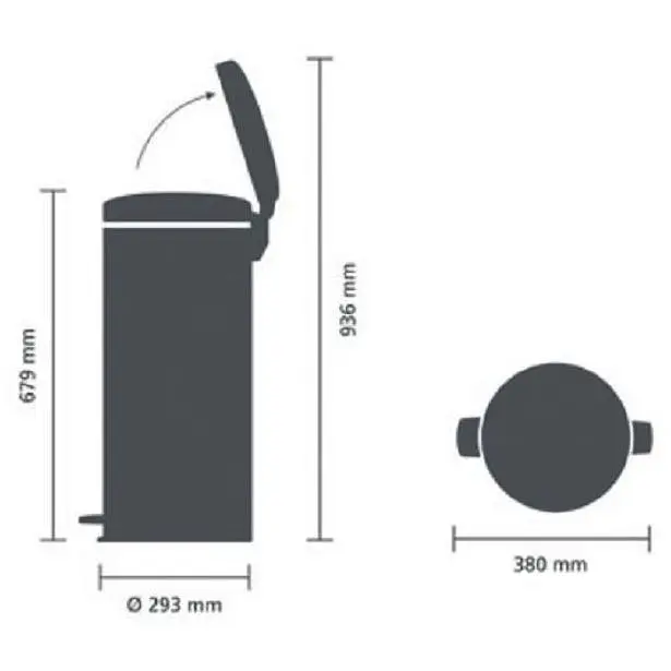 Ведро для мусора Brabantia Pedal Bin стальное 30 л (114380) - фото 3