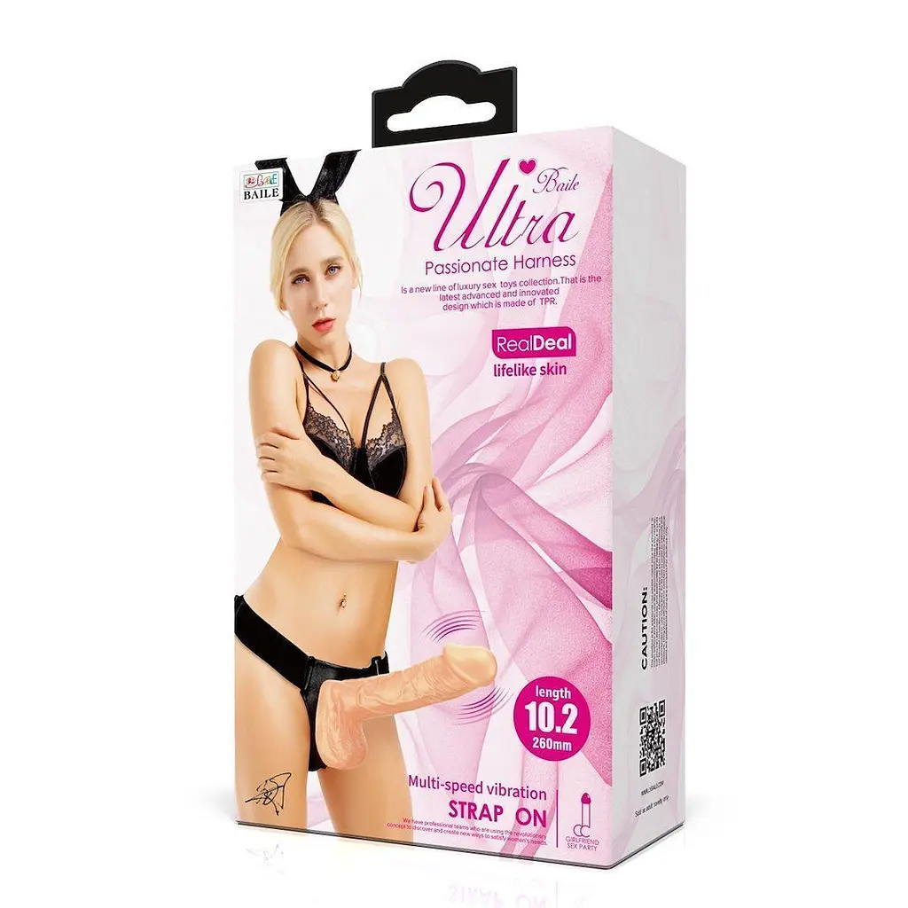Страпон Baile Ultra Passionate Harness 10.2", 26 см (тілесний) - фото 11