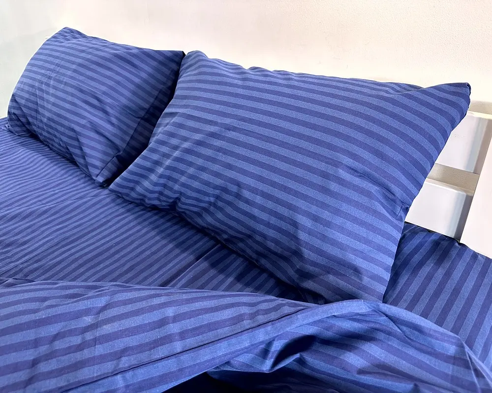 Постільна білизна LARA бязь-страйп Dark Blue d11298e євро - фото 2