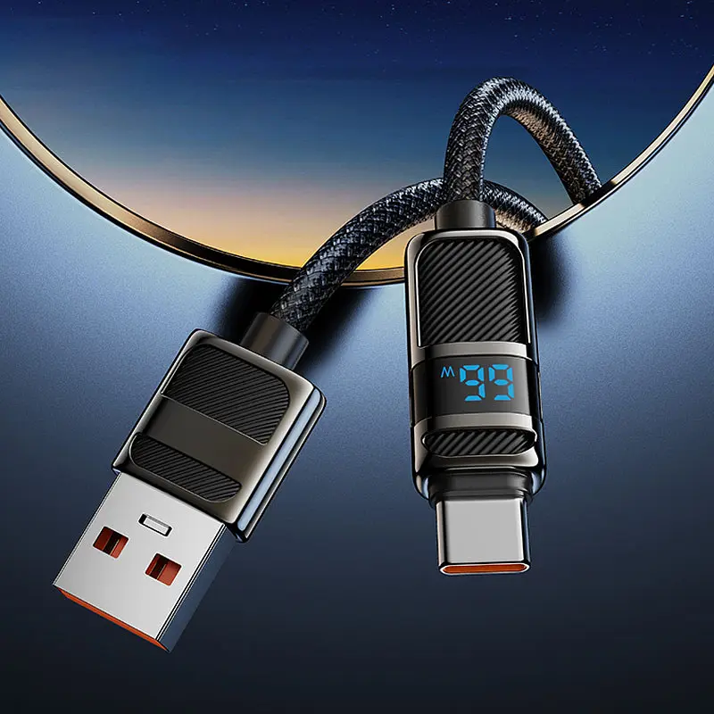 Дата кабель Hoco U137 Line with display USB to Type-C 5A/66W 1.2 м Black - фото 6
