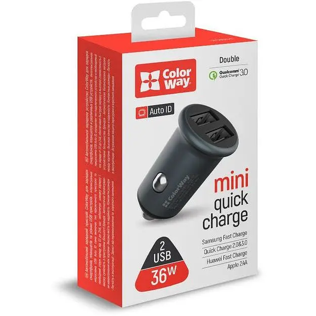 Автомобільний зарядний пристрій ColorWay Quick Charge 3.0 36W Gray (CW-CHA036Q-GR) - фото 7