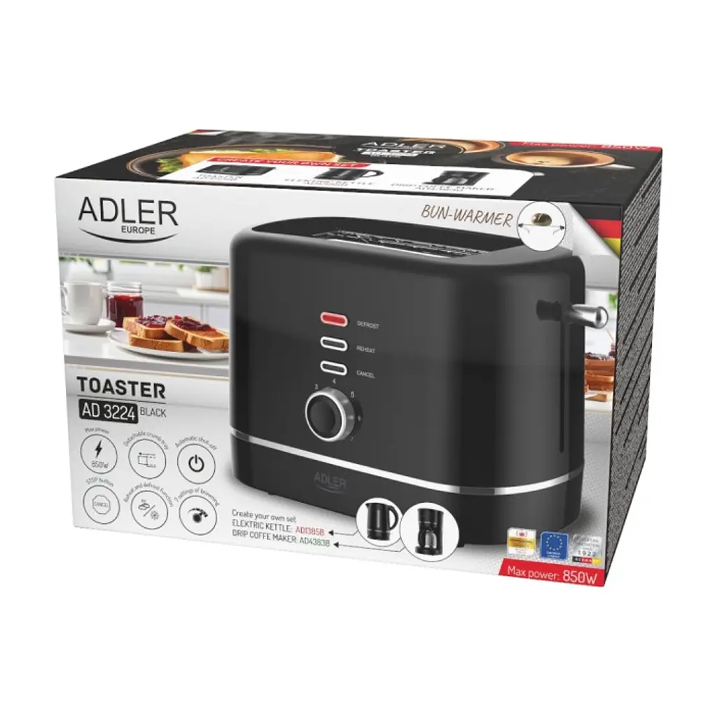 Тостер Adler AD 3224 black - фото 7