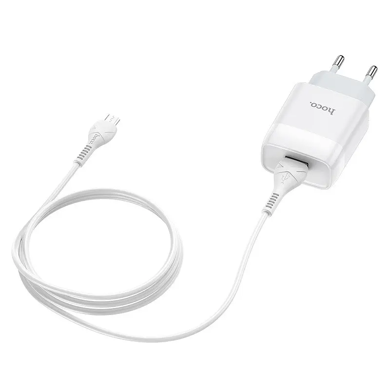 МЗП Hoco C72A Glorious 2.1A (1USB-A) + кабель USB to MicroUSB Білий - фото 3