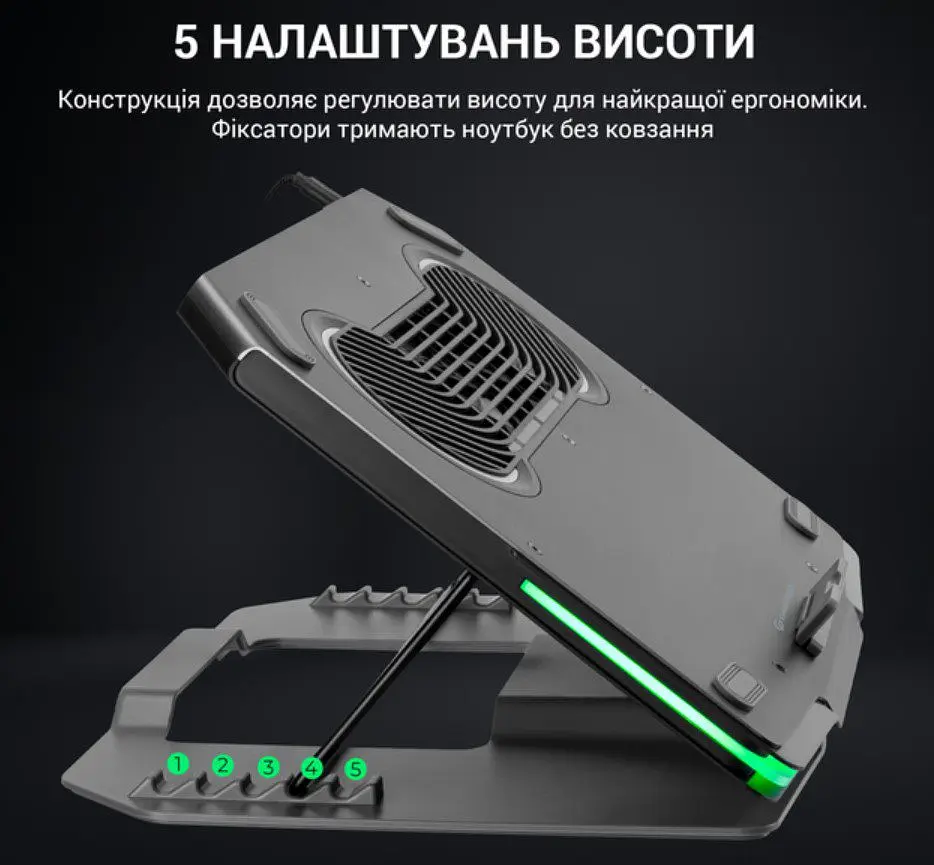 Охолоджувальна підставка для ноутбука GamePro GPCP-1540 RGB 2xUSB 3xfans до 17 дюймів - фото 7
