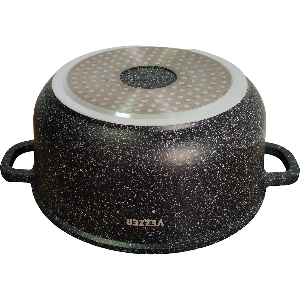 Каструля Vezzer з кришкою та силіконовими накладками на ручки 26 см 5.6 л чорна (VZ8012) - фото 3