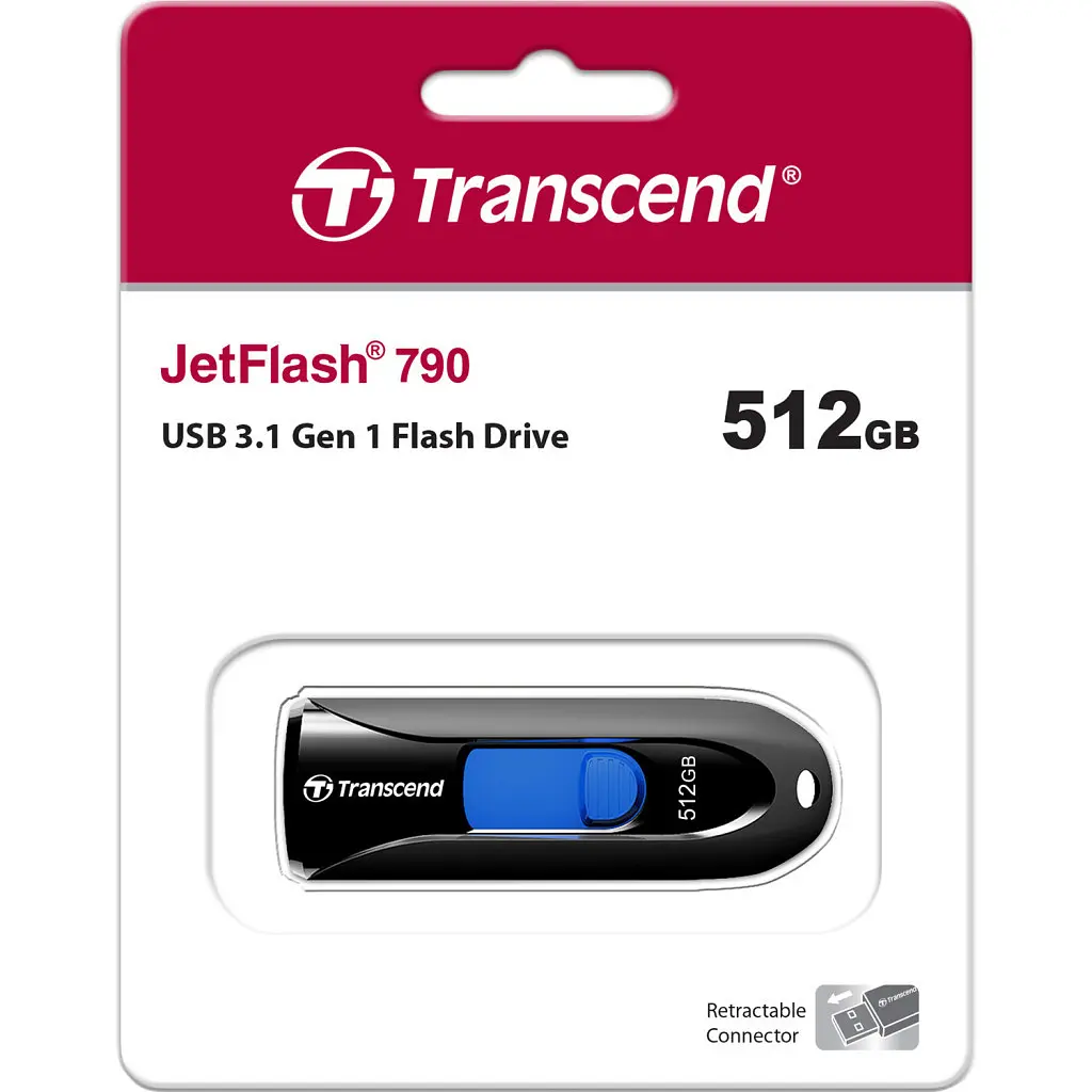 USB флеш накопичувач Transcend 512GB JetFlash 790 Black USB 3.1 (TS512GJF790K) - фото 4