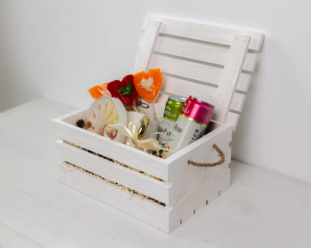 Ящик дерев’яний декоративний з кришкою Лофт білий Міні - фото 2