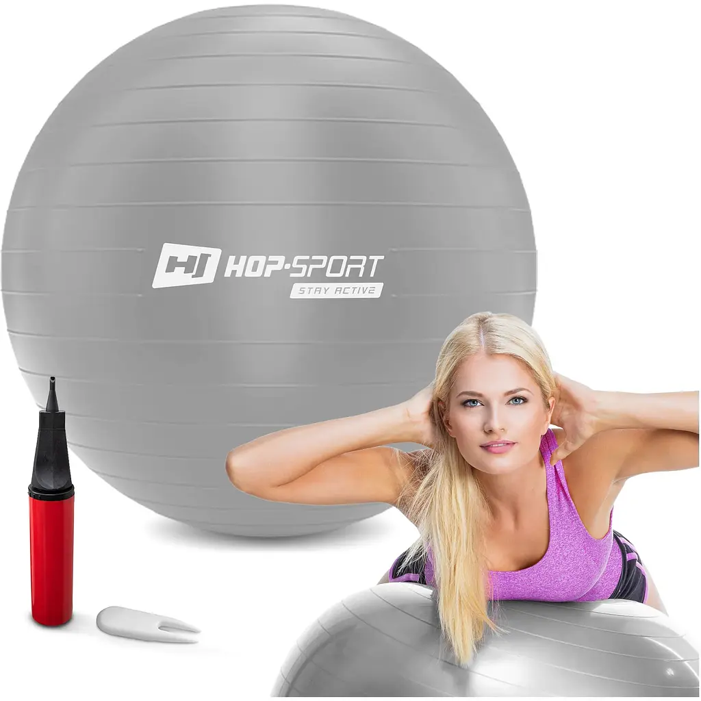 Фітбол Hop-Sport 75см сріблястий + насос 2020 - фото 5