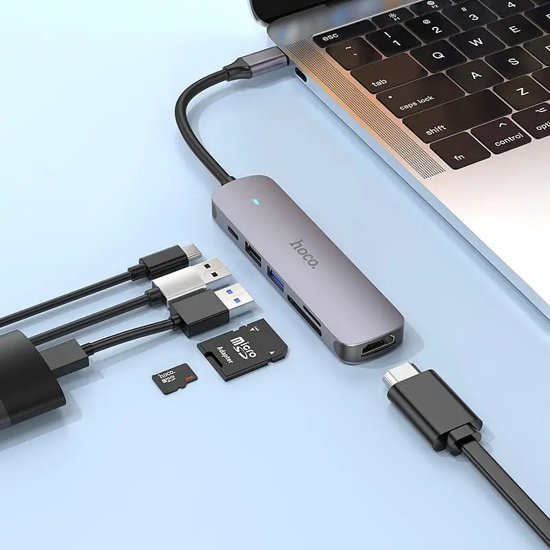 USB-хаб Hoco HB28 6-in-1 Metal Gray (769336) [169699] - фото 7