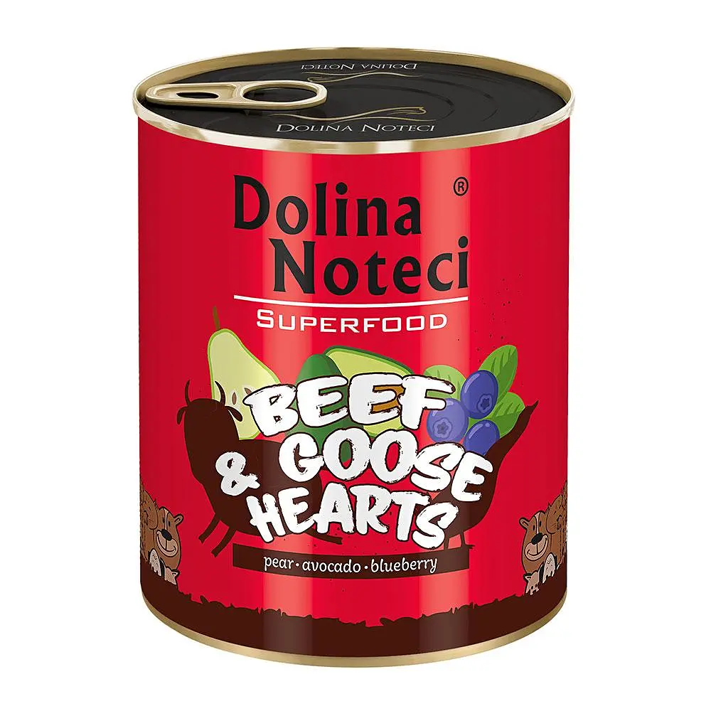 Вологий корм для собак Dolina Noteci Superfood з яловичих і гусячих сердець банка 800 г