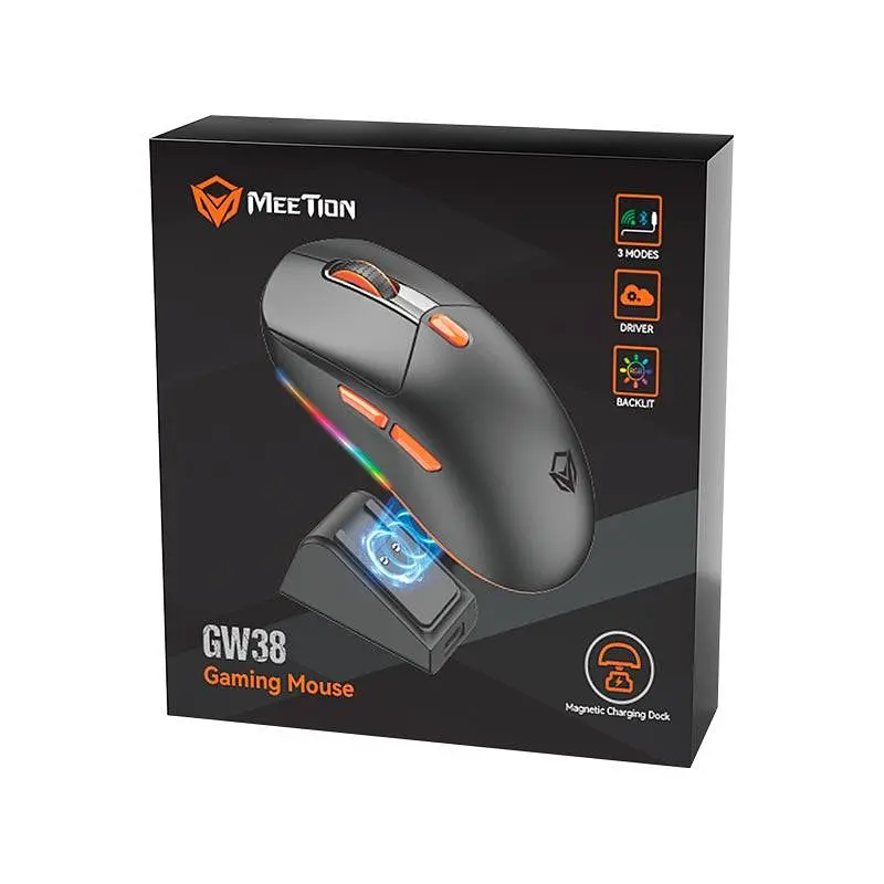 Миша MEETION Wired+2.4G+Bluetooth Gaming Mouse With Charing Base GW38 |6 Keys, 8000dpi, 30-60h, RGB| - фото 2