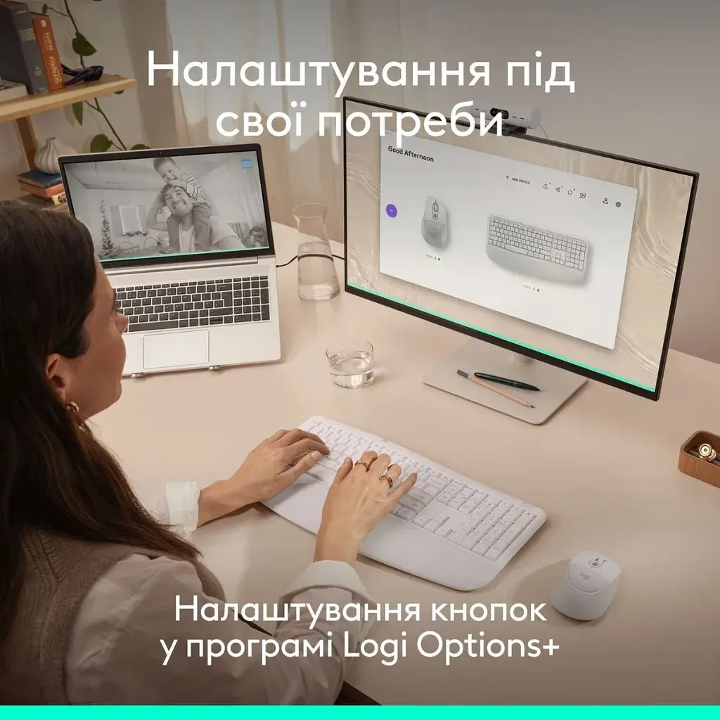 Комплект Logitech Signature Comfort Plus MK880 Wireless/USB-C for Business UA Off-White (920-014033) - фото 8