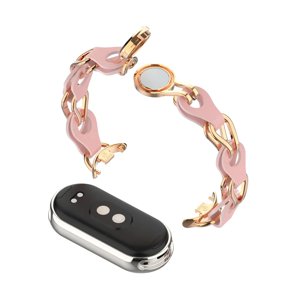 Металевий ремінець для Xiaomi Smart Band 10/9/8, Chain Wristband, рожевий, браслет з нержавіючої сталі та штучної шкіри для фітнес-трекера, ArmorStandart (ARM86888) - фото 3