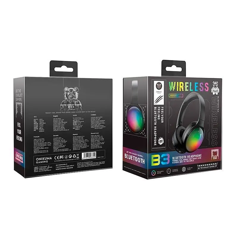 Навушники Onikuma Bluetooth Headphones with ANC Microphone B3 BT5.3/Type-C, ANC, 38H, RGB - фото 2