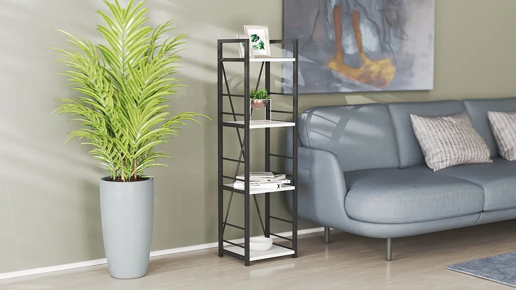 Этажерка 4/34 Ferrum-decor Серии Коннект 120x34x28 черный ДСП Белый 16мм (FRD-104272) - фото 2