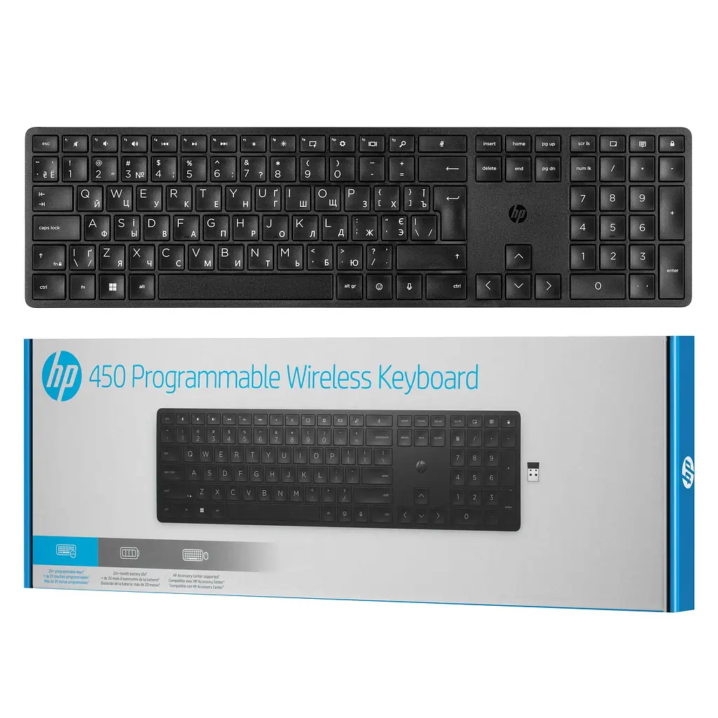 Клавіатура мембранна 450 Programmable, 108key, WL, EN/UK, чорний HP teh0013887 - фото 10