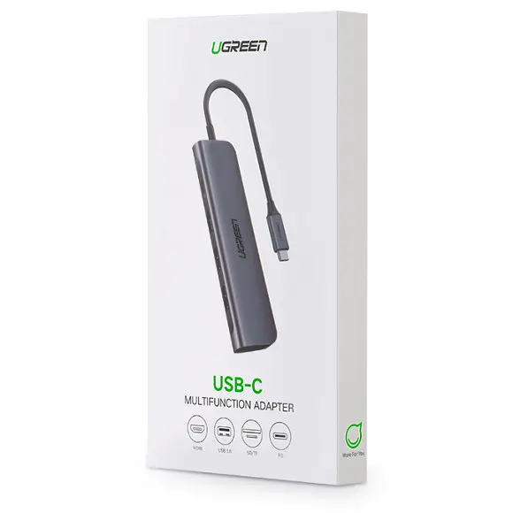 Конвертор сигнала Ugreen CM136 Type-C-HDMI, 3xUsb 3.0, Type-C PD (70495) Space Gray - фото 4