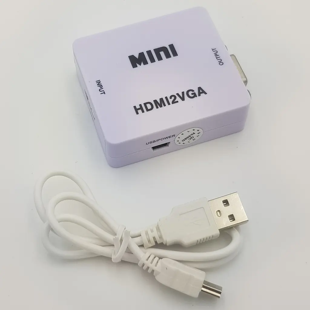 Конвертер адаптер з HDMI в VGA перехідник перетворювач із зовнішнім живленням для Т2 аналого-цифрове перетворення 1080P відео та аудіо UKC білий - фото 2