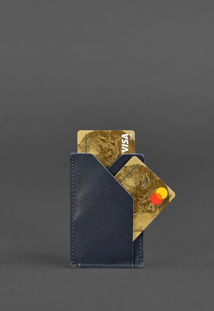 Кожаный кард-кейс 8.0 темно-синий - фото 4