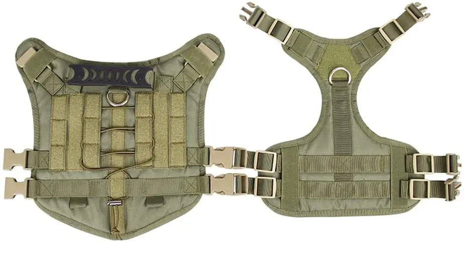 Шлейка для собак Vest, тактичний жилет з ручкою і системою MOLLE, регульований, Зелений М - фото 3