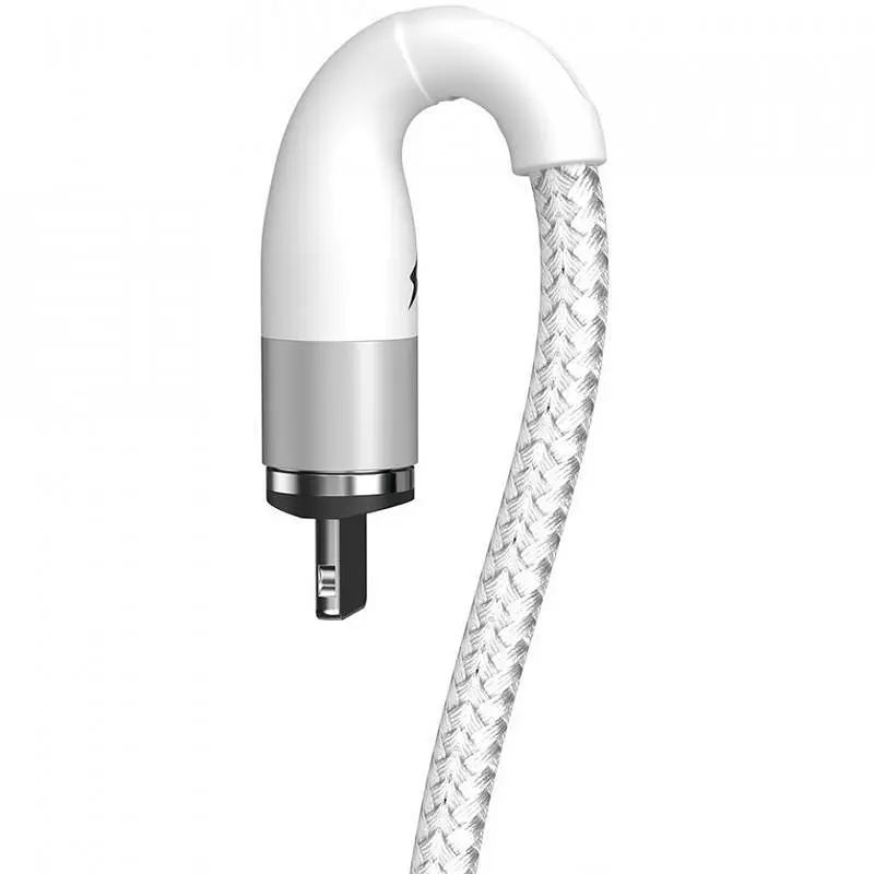 Кабель Baseus Zinc Fabric Magnetic Cable USB to Lightning 2.4A 1m CALXC-K02 White - фото 2