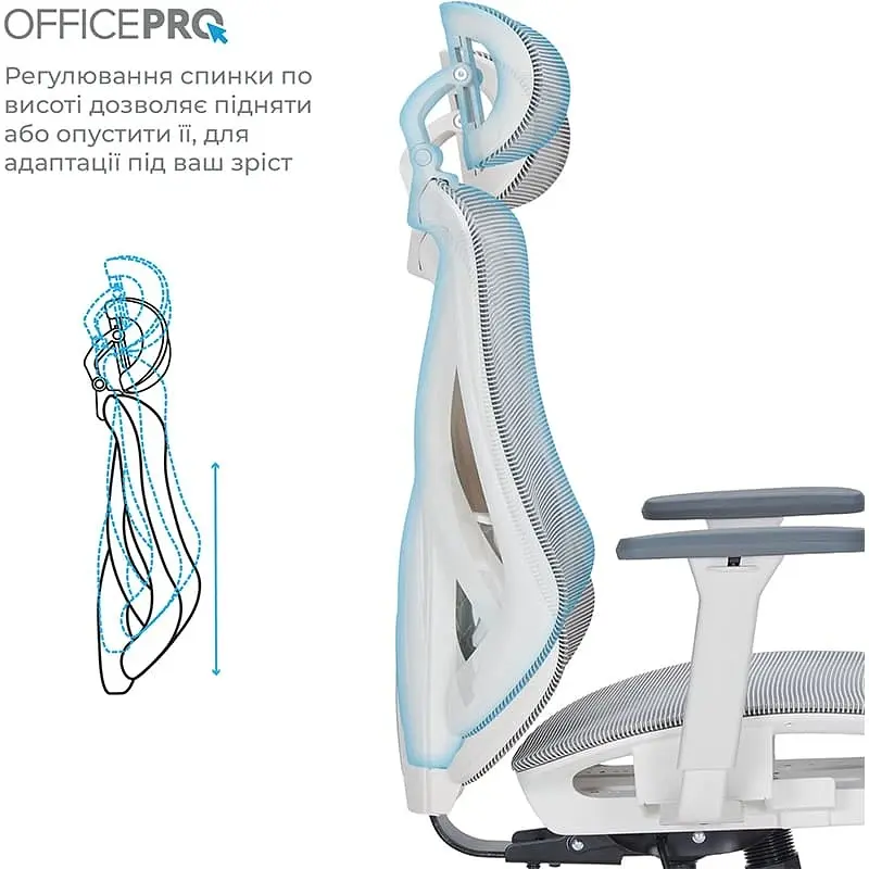 Кресло офисное Officepro Atlas OC630-W-LG-LG White/Light Gray (OC630-W-LG-LG) - фото 9