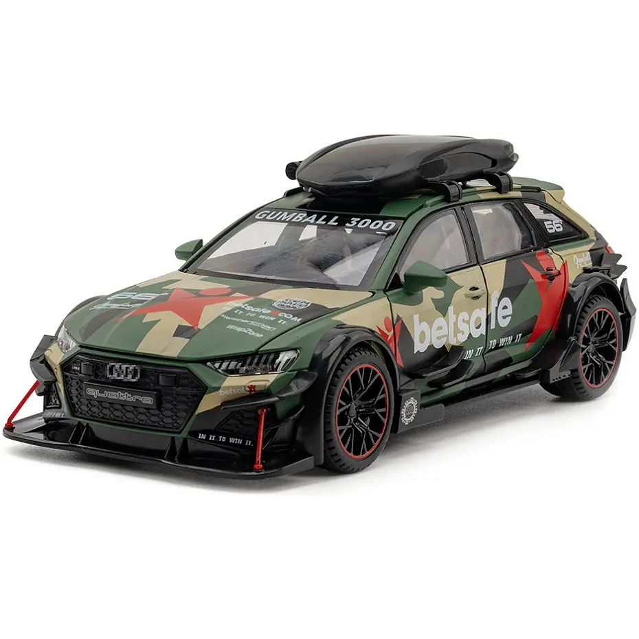 Колекційна металева модель автомобіля АвтоЕксперт Audi RS6 DTM з автобоксом на дах, інерцією, світлом та звуком 1:24 - фото 4