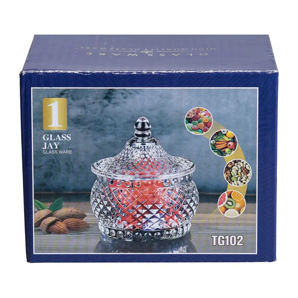 Цукорниця скляна Glass Jay з кришкою в східному стилі, diamonds Yiwu HP-YH-4 - фото 5