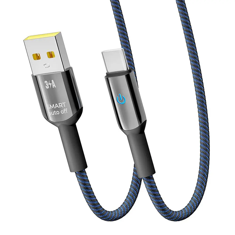 Кабель для заряджання та обміну даними USB Yoki YK-SM31 SMART Series USB/Type C 60W 3A/20V 1.2 м Чорно-Синій - фото 7
