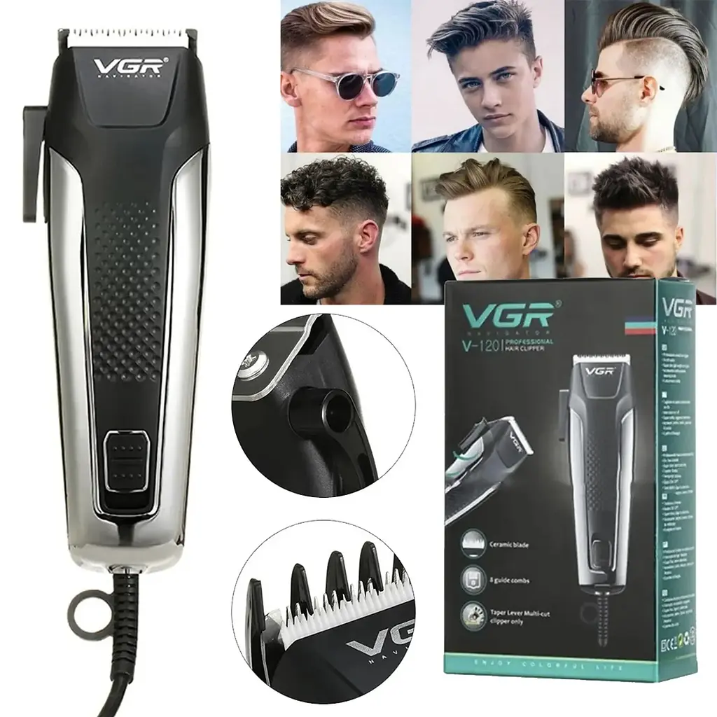 Машинка для стрижки волосся VGR V 120 / Професійна машинка для стрижки + 8 насадок та ножиці - фото 2