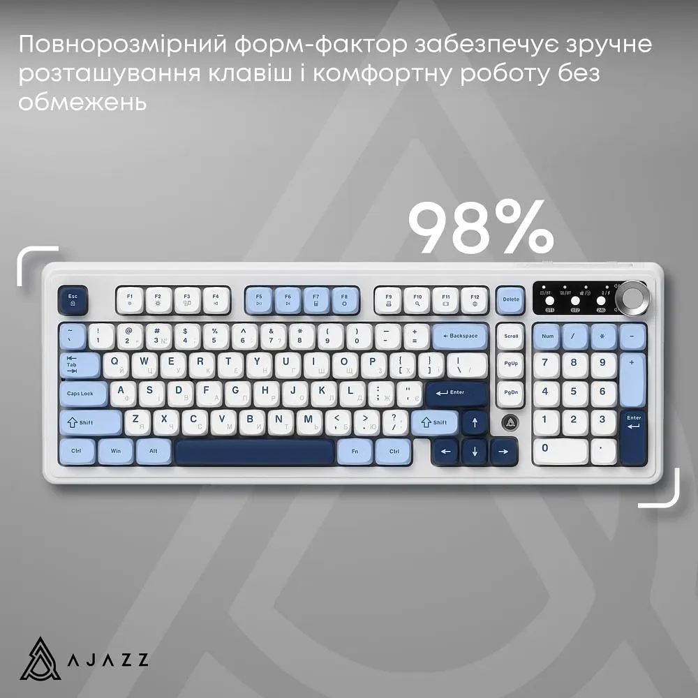 Клавіатура бездротова Ajazz AF98 Plus Glacier Blue (AF98-PLUS-GB) - фото 5