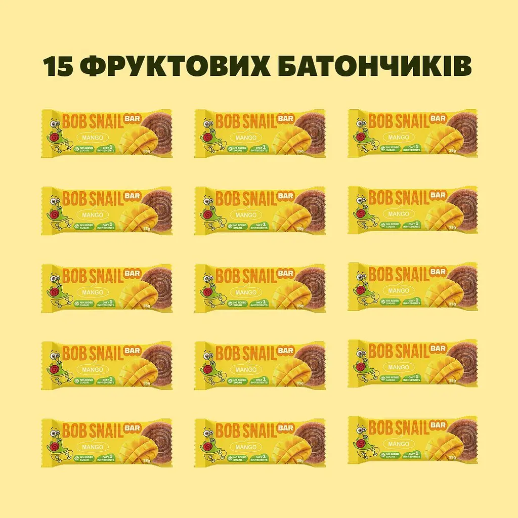 Уцінка. Набір фруктових батончиків Bob Snail Манго 35 г х 15 шт. - фото 3