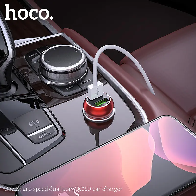 Зарядный – автомобильный адаптер HOCO Z37 Sharp speed 36W черный - фото 4