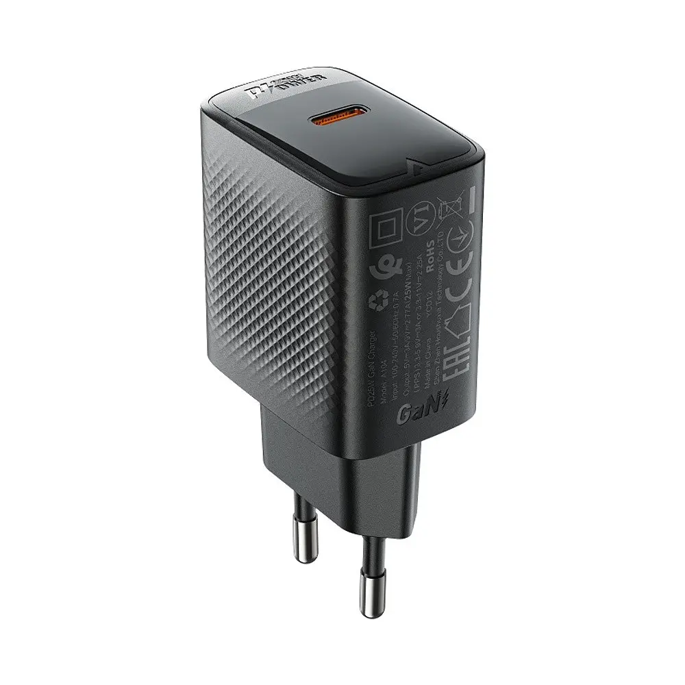 Мережевий зарядний пристрій Acefast A104 Type-C PD25W чорний - фото 3