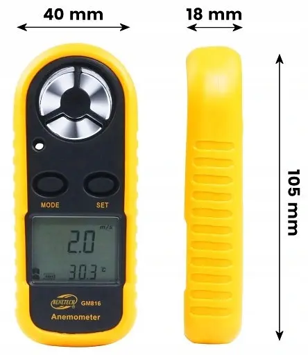 Цифровий анемометр 0,1-30 м/с, -10-45 °C BENETECH GM816 - фото 10