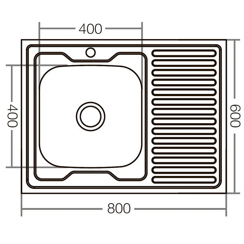 Кухонна мийка накладна ZERIX Z8060L-04-160E satin (ZX1618) - фото 3