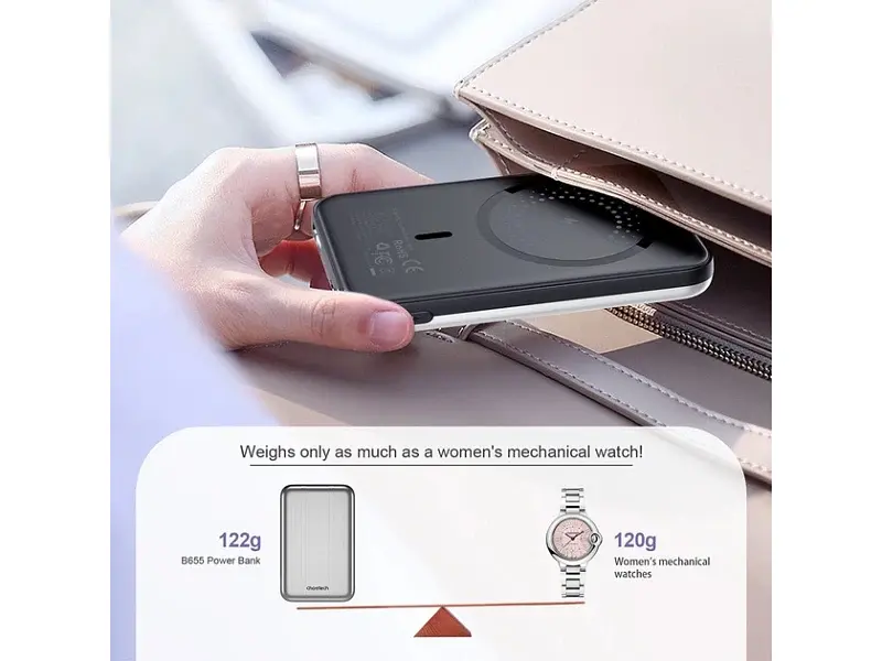 Зовнішній акумулятор (Power Bank) Choetech B655 MagSafe 5000 mAh Silver (6932112104779) - фото 6