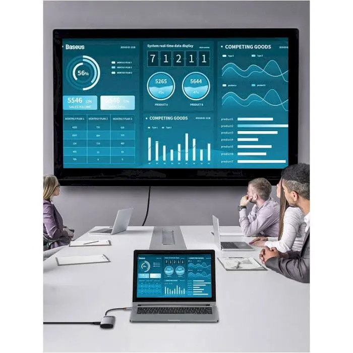 USB-хаб Baseus Metal Gleam Series 5-in-1 Multifunctional Type-C Hub Space Gray (CAHUB-CX0G) [72630] - фото 10