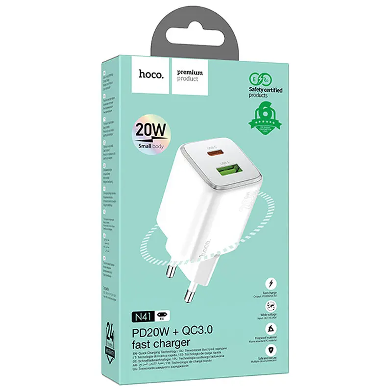 МЗП Hoco N41 Almighty PD20W+QC3.0 (1USB-A/1C) White - фото 5