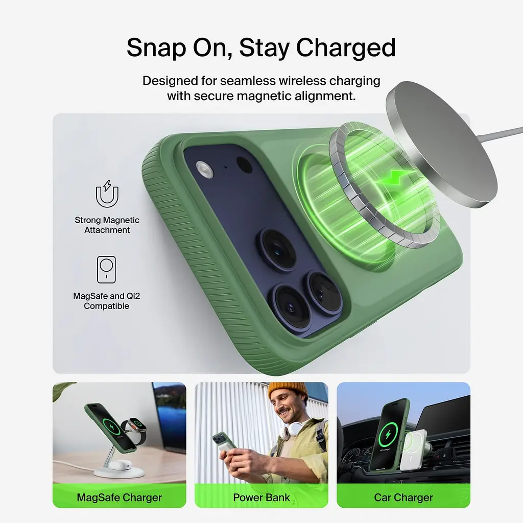 Чехол Belkin для iPhone 17 Pro Max, Magnetic Protective Grip, Sage teh0019346 - фото 5