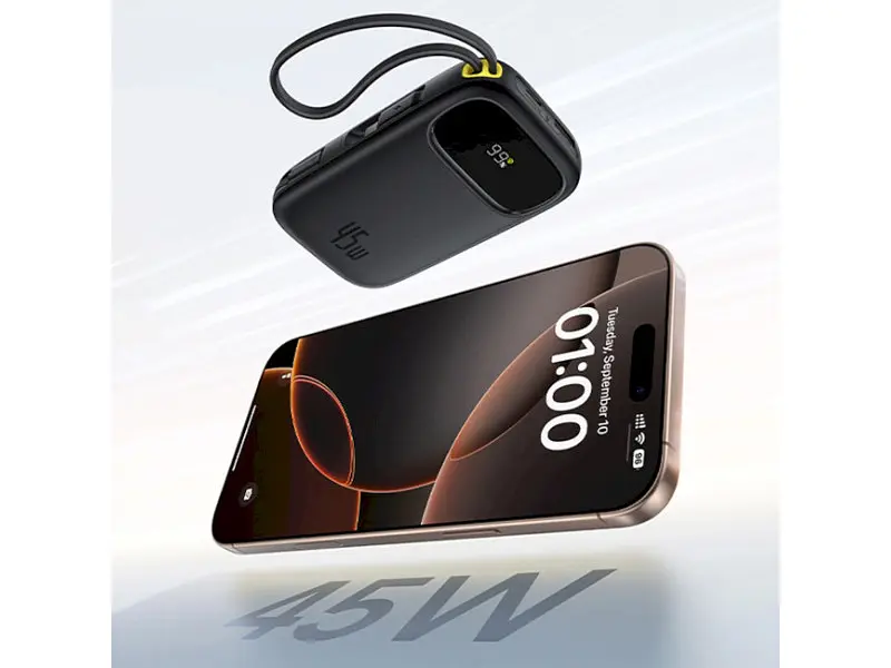 Внешний аккумулятор (Power Bank) BASEUS EnerFill FC31 Qpow3 Digital 20000mAh 45W Black (E0028D00) - фото 3