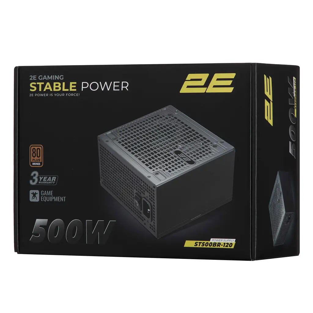 2E Gaming Блок живлення 2E GAMING Stable Power ATX3.1 (500W), >85%, 80+ Bronze, 120мм, 1xMB 24pin(20+4), 2xCPU 8pin(4+4), 3xMolex, 6xSATA, 2xPCIe 8 - фото 9