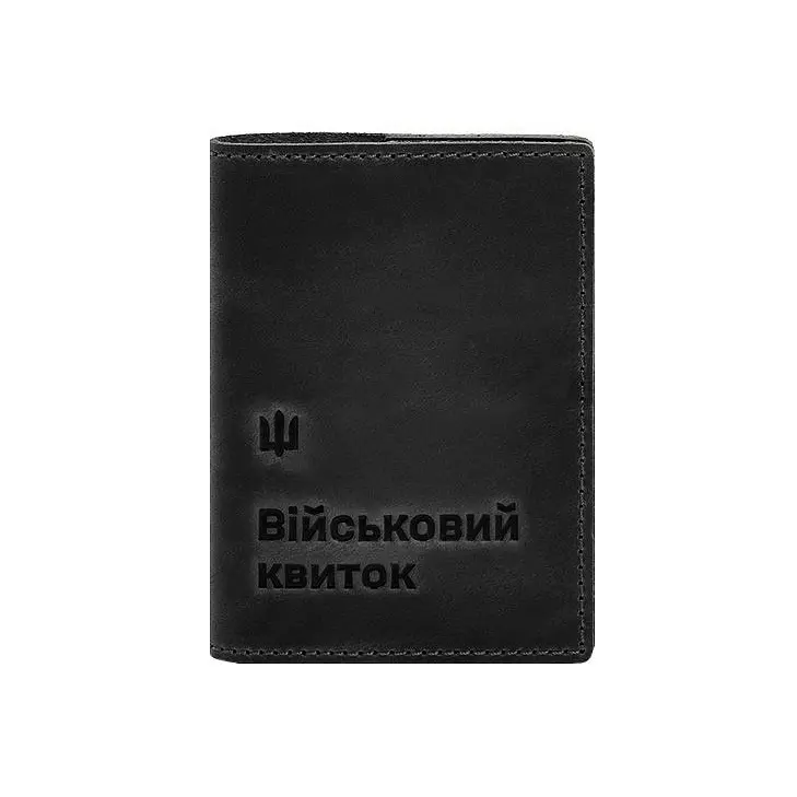 Шкіряна обкладинка для військового квитка 7.3 чорний Crazy Horse - фото 10