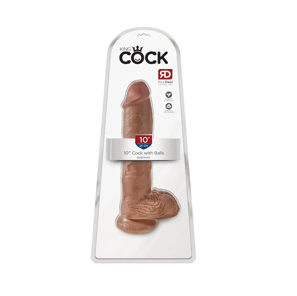 Фаллоимитатор King Cock With Balls 10" 25 см коричневый - фото 6