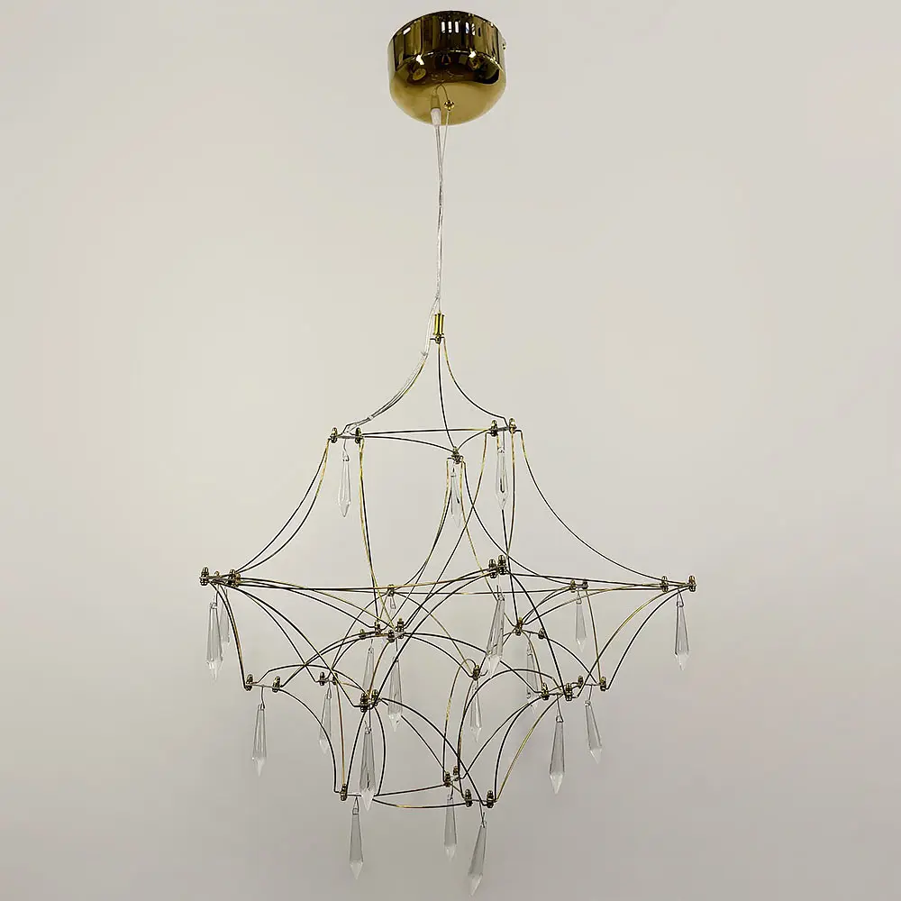 Дизайнерская невесомая золотая люстра d60 см Ст. MJ 158-600 Titanium | Line F - фото 7