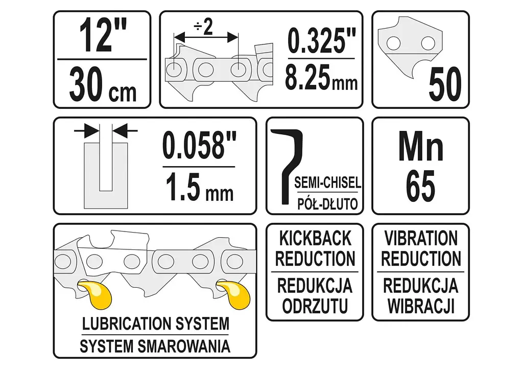 Цепь для бензопилы Yato 30 см 50 ячеек YT-84928 - фото 2