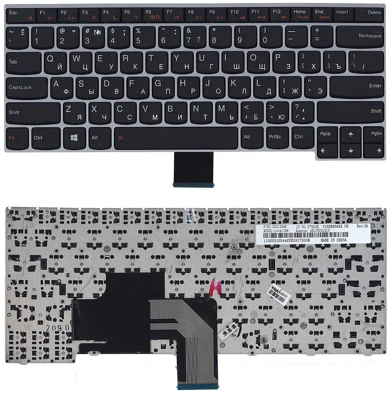 Клавіатура для ноутбука Lenovo IdeaPad (V490) Black, (Silver Frame) - фото 3